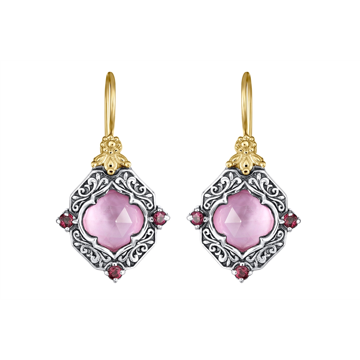 Konstantino Earrings in Mixed Metals containing Mother of pearl, Other, Multi-gemstone, Corundum SKMK3038-674