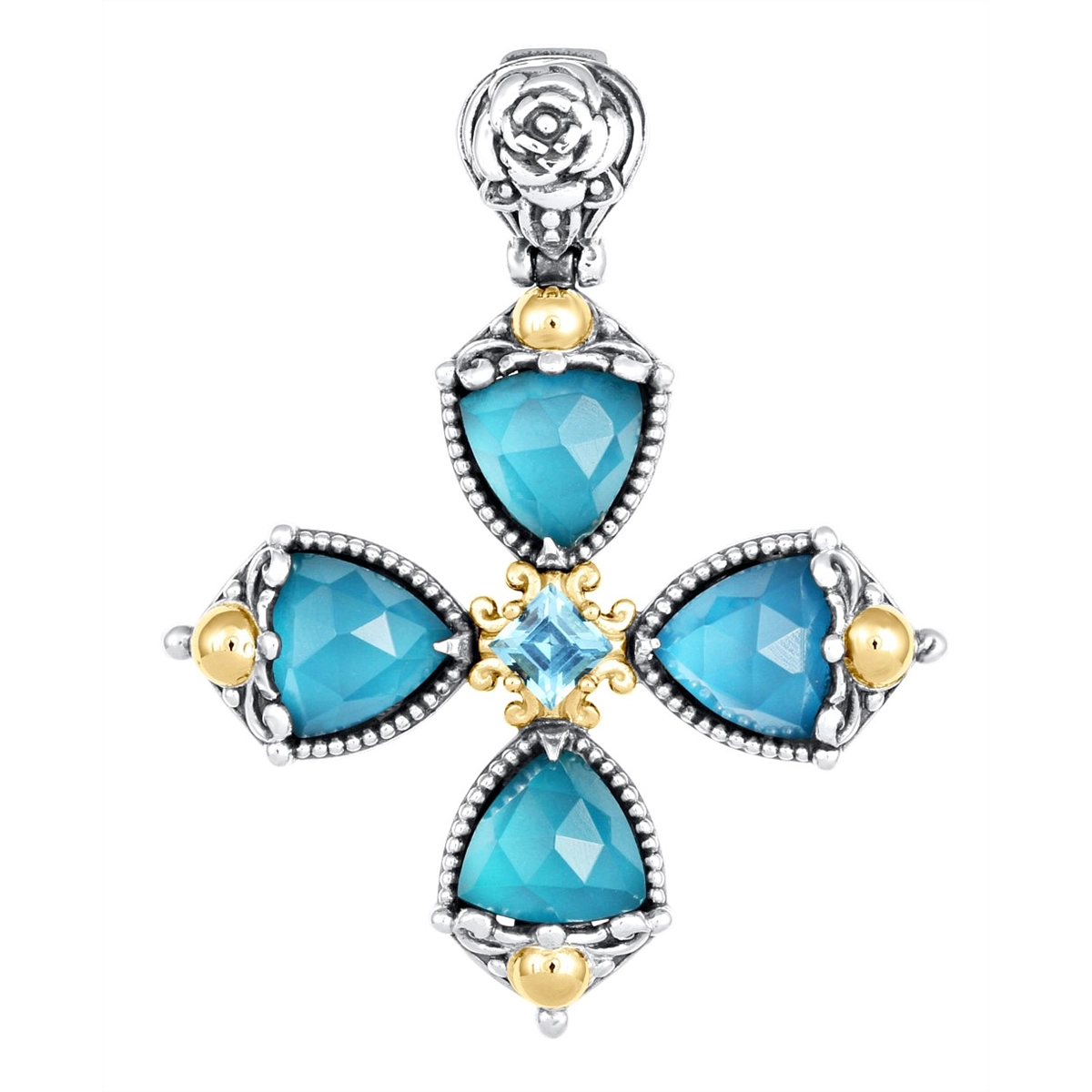 Konstantino Pendants in Mixed Metals containing Blue topaz , Quartz, Other, Multi-gemstone STMK7002-650