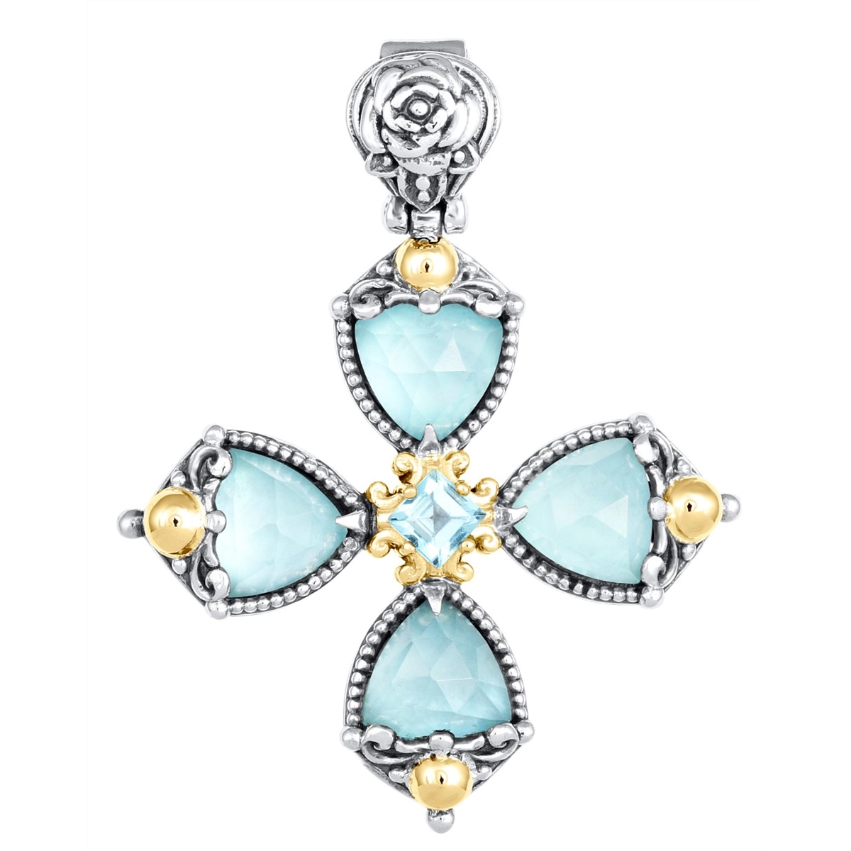 Konstantino Pendants in Mixed Metals containing Aquamarine, Blue topaz , Mother of pearl, Quartz, Multi-gemstone STMK7002-673