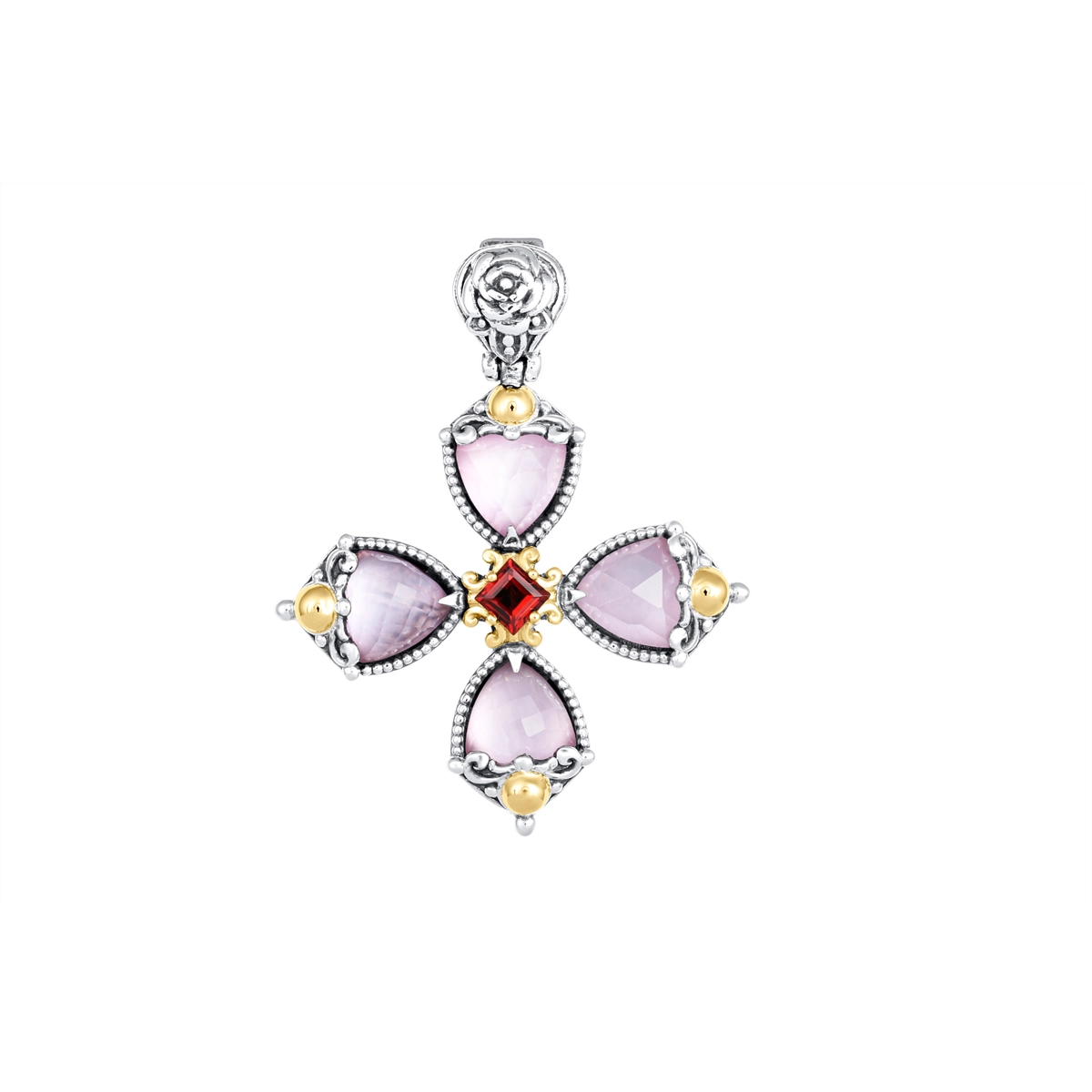 Konstantino Pendants in Mixed Metals containing Mother of pearl, Quartz, Other, Multi-gemstone STMK7002-674