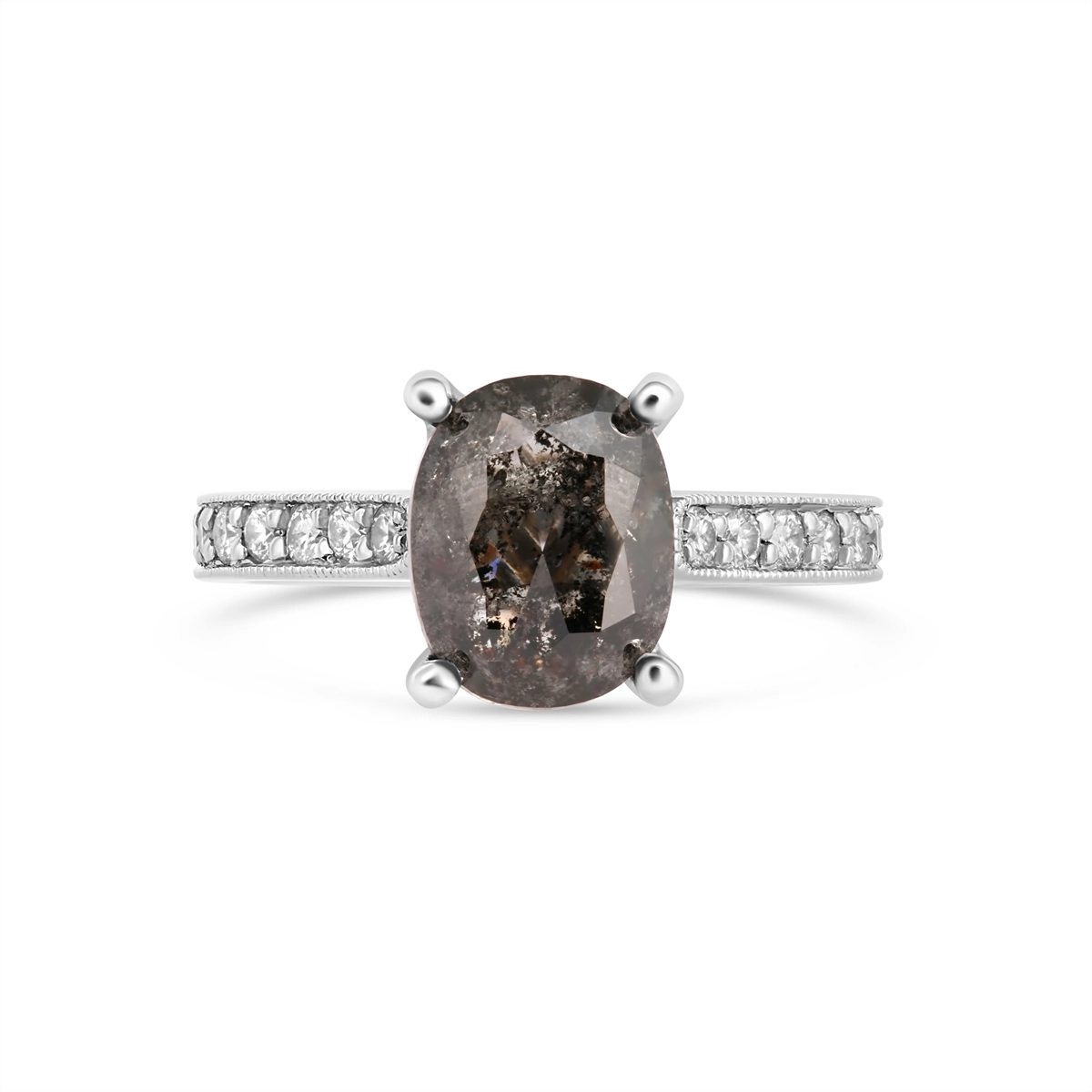 Engagement Collections Engagement Rings in Platinum/Palladium containing Black diamond, Diamond ESTATE202406043