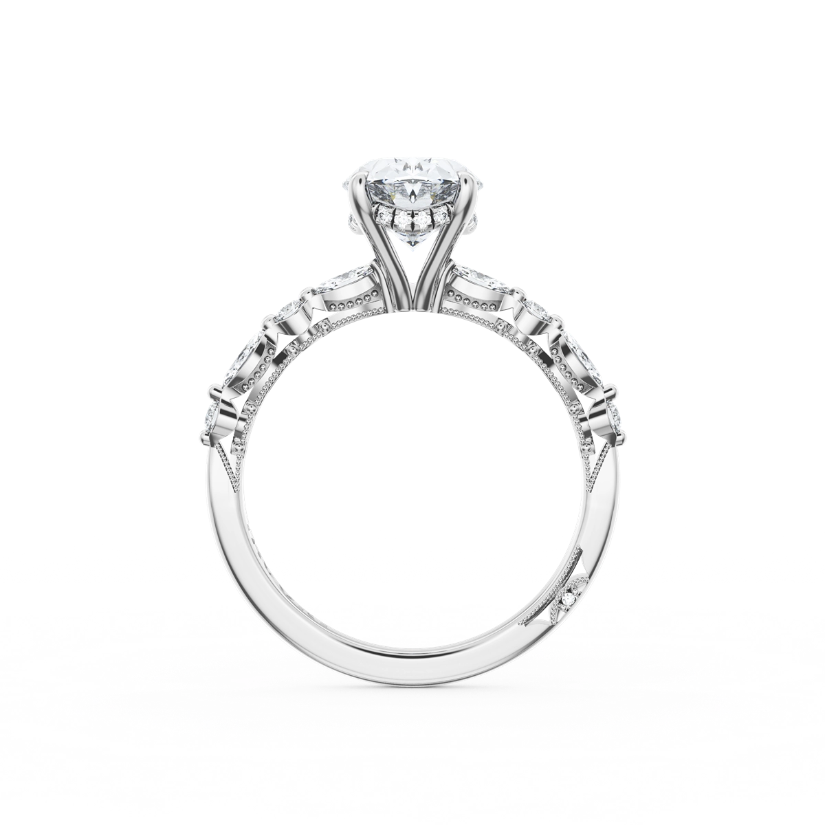 Tacori Engagement Rings in White Gold containing Diamond 2728 2.2 OV 10X7 W