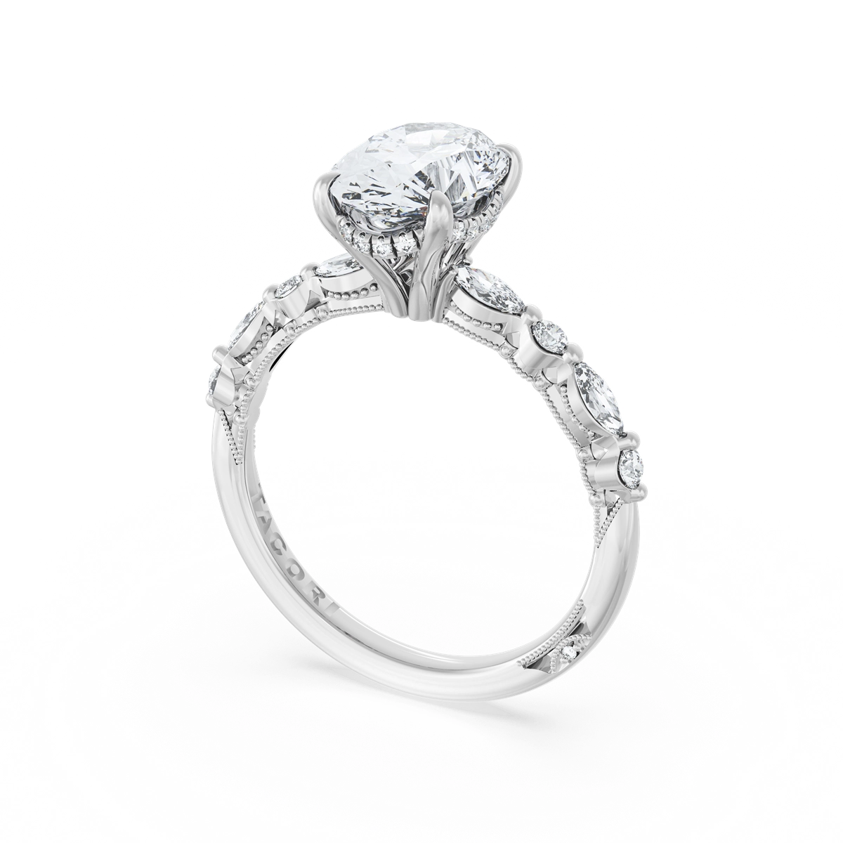 Tacori Engagement Rings in White Gold containing Diamond 2728 2.2 OV 10X7 W