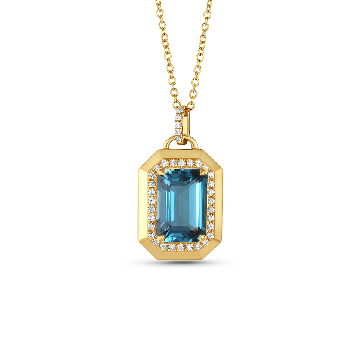 Doves Pendants in Yellow Gold containing London blue topaz, Multi-gemstone, Diamond P11490LBT-Y
