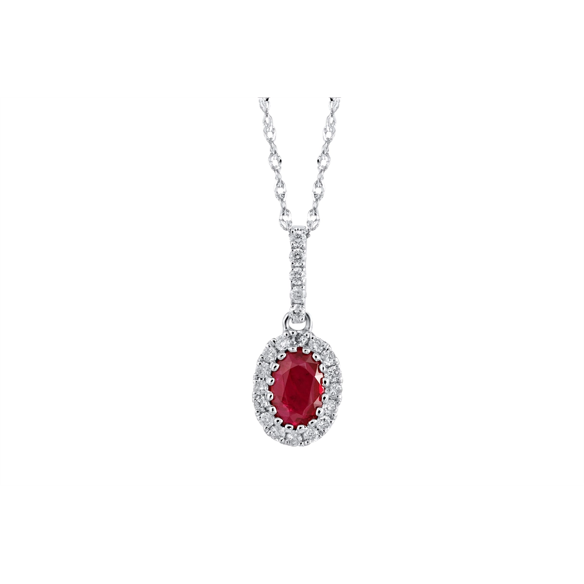Pendants Necklaces in White Gold containing Multi-gemstone, Diamond, Ruby 444232