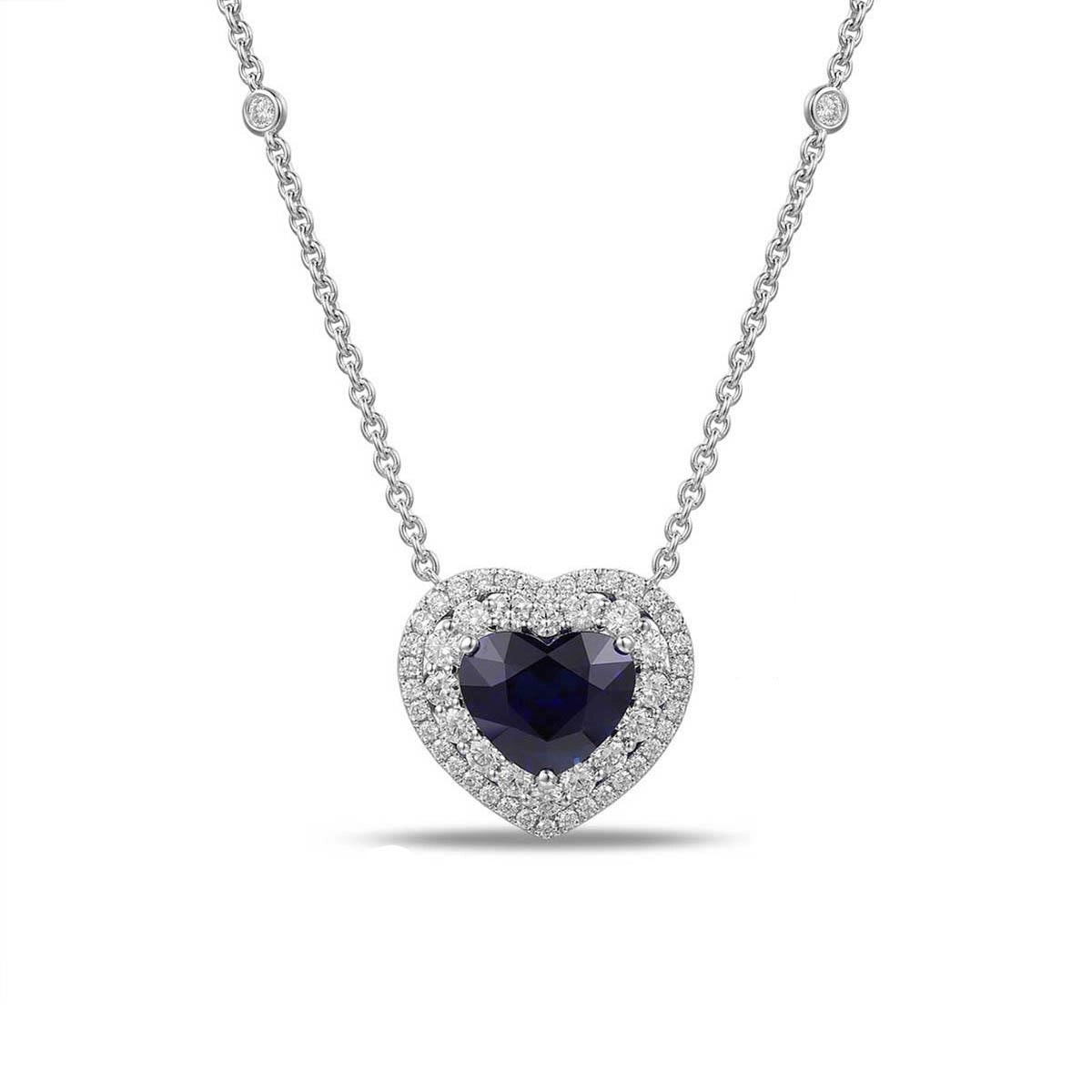 Necklaces Necklaces in White Gold containing Multi-gemstone, Diamond, Sapphire 444418
