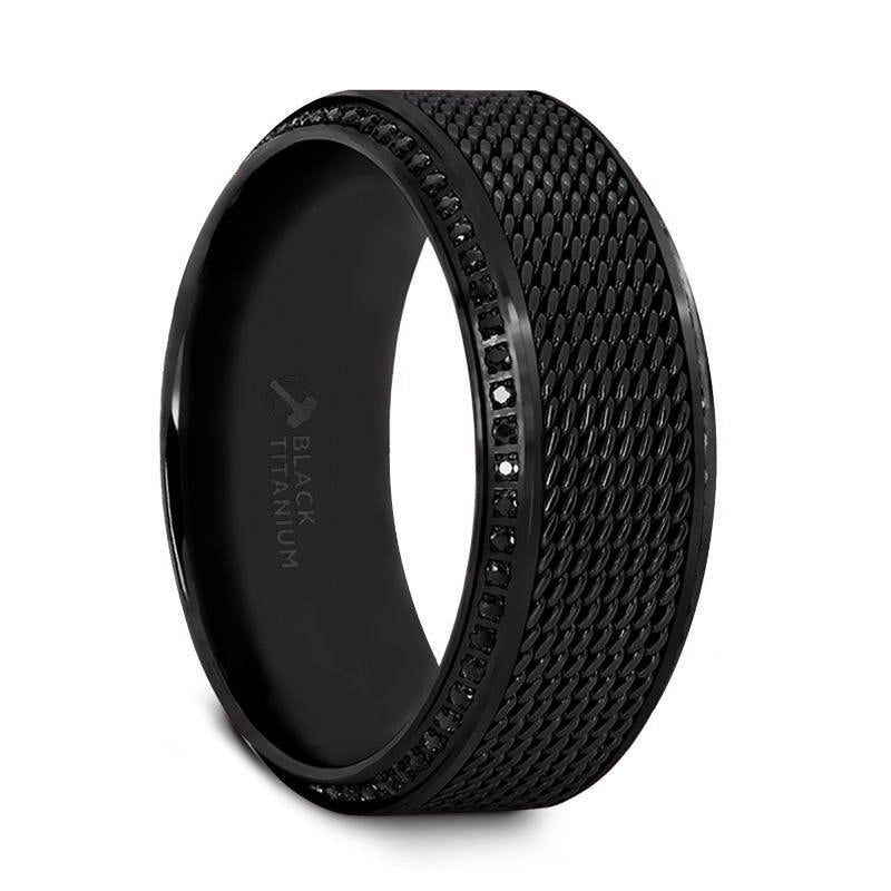 Mens Bands Wedding Rings in Alternative Metals containing Black diamond T1573-CBDBT-10MM-10