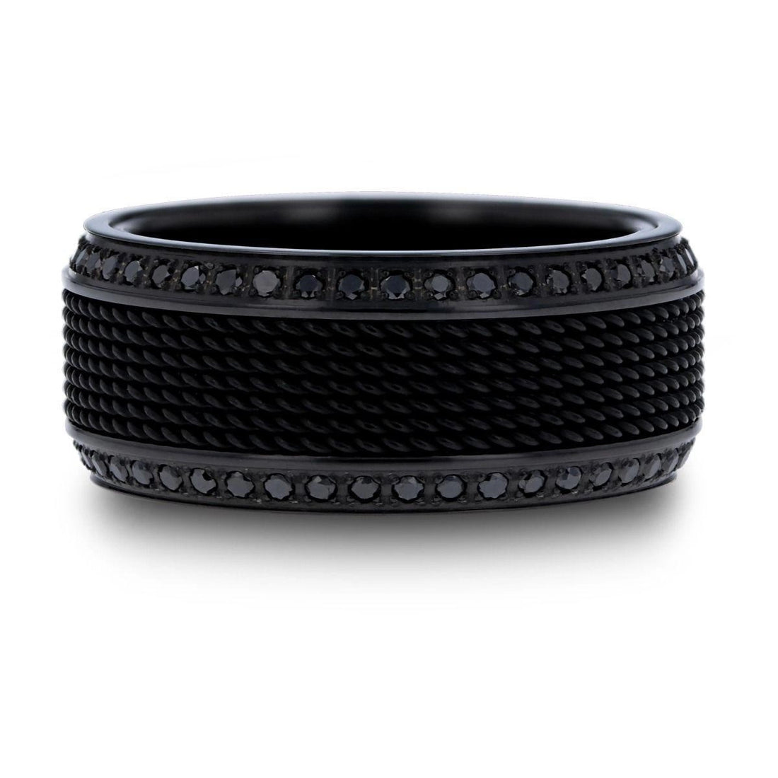 Mens Bands Wedding Rings in Alternative Metals containing Black diamond T1573-CBDBT-10MM-10