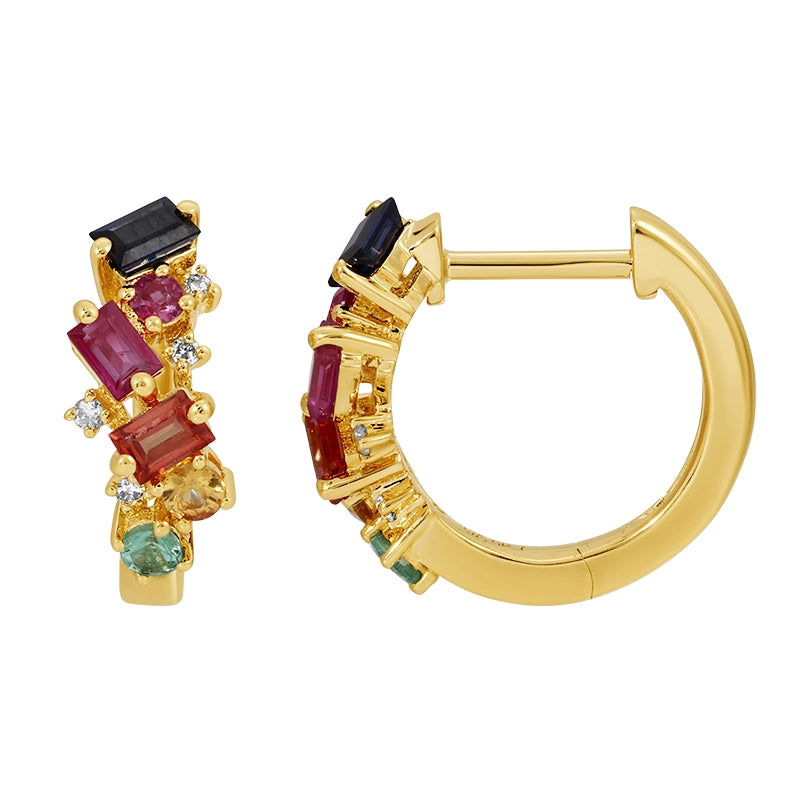 Earrings Earrings in Yellow Gold containing Other, Multi-gemstone, Diamond, Emerald, Ruby, Sapphire 445131