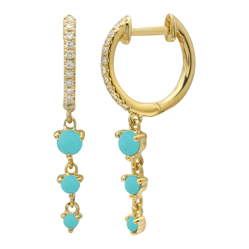 Earrings Earrings in Yellow Gold containing Multi-gemstone, Diamond, Turquoise 445150