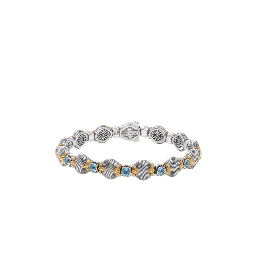 Konstantino Bracelets in Mixed Metals containing Blue topaz  BMK4483-517-CUT