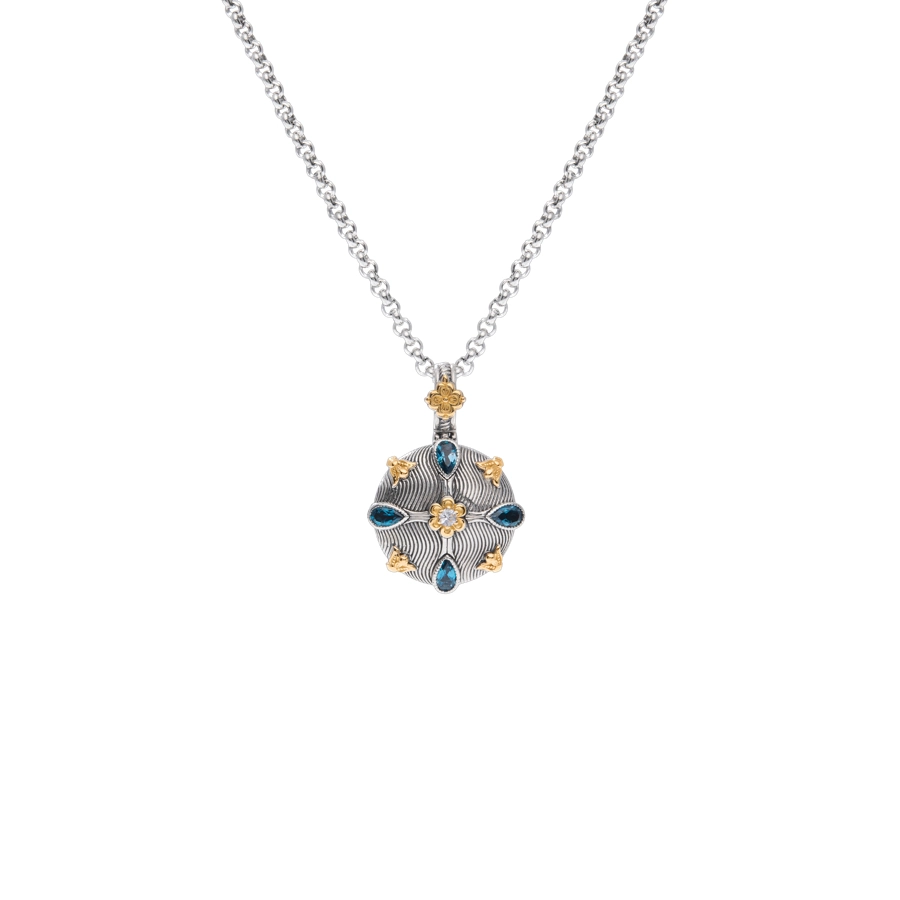 Konstantino Pendants in Mixed Metals containing London blue topaz, Other, Multi-gemstone MEMK5260-695-CUT