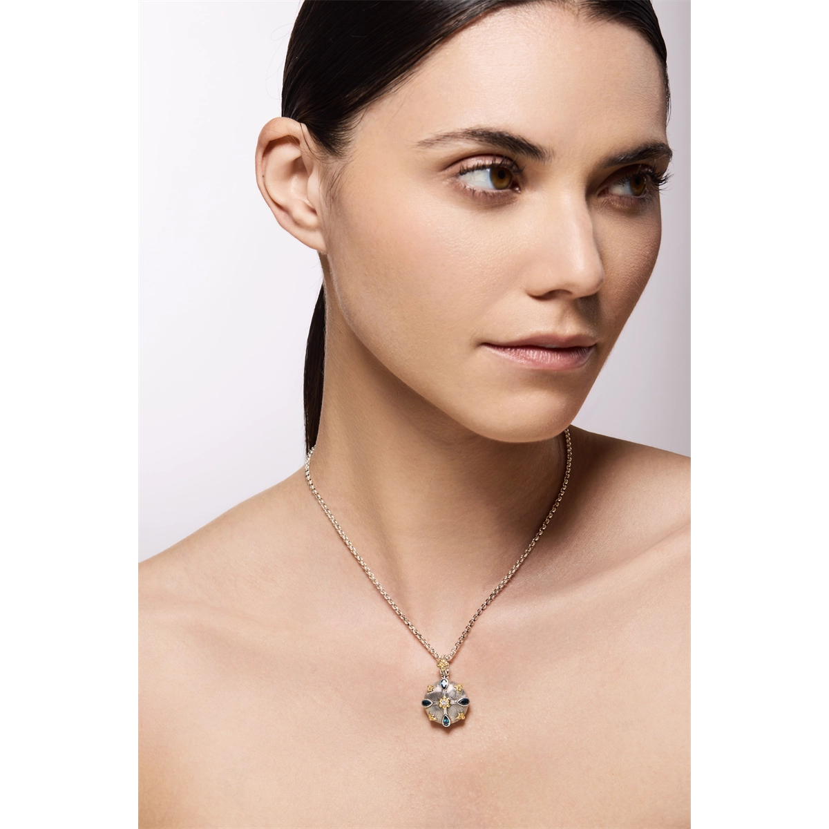 Konstantino Pendants in Mixed Metals containing London blue topaz, Other, Multi-gemstone MEMK5260-695-CUT