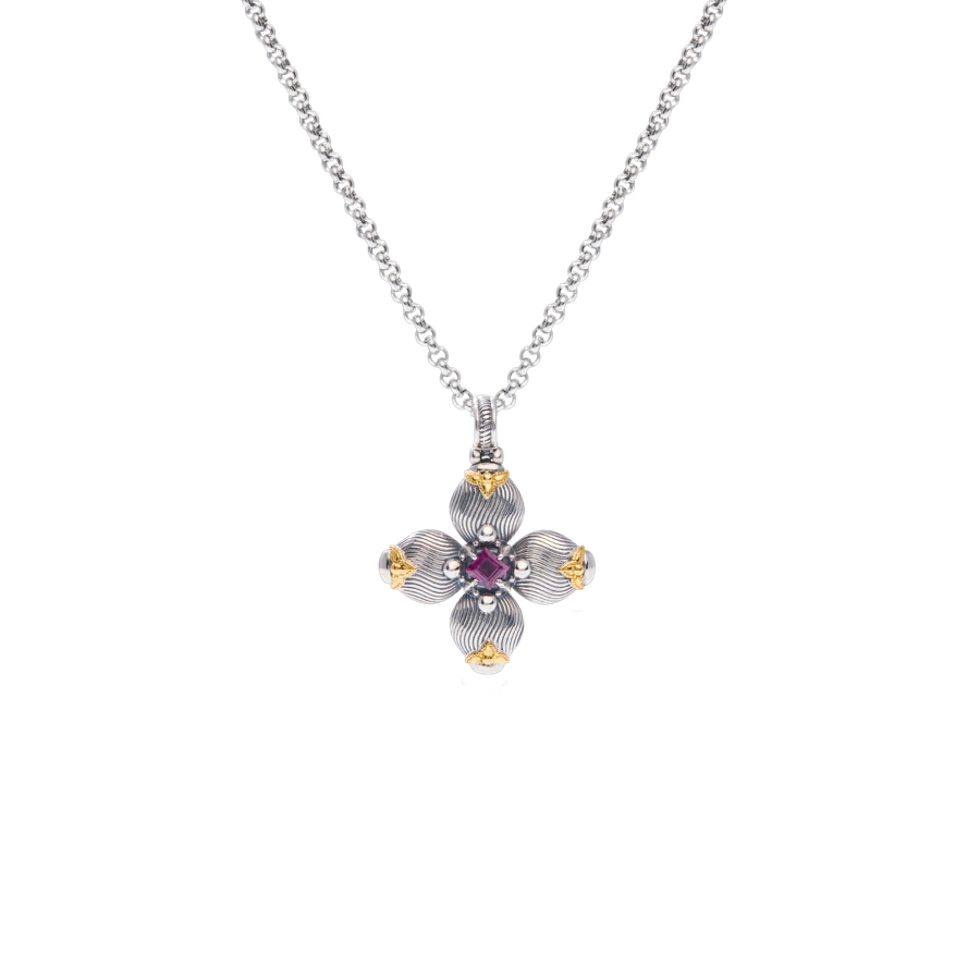 Konstantino Pendants in Mixed Metals containing Garnet STMK7003-128-CUT