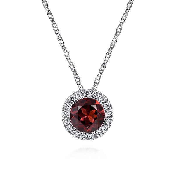 Gabriel & Co Necklaces in White Gold containing Garnet, Multi-gemstone, Diamond NK2824W45GN