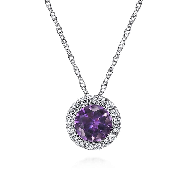 Gabriel & Co Necklaces in White Gold containing Amethyst, Multi-gemstone, Diamond NK2824W45AM