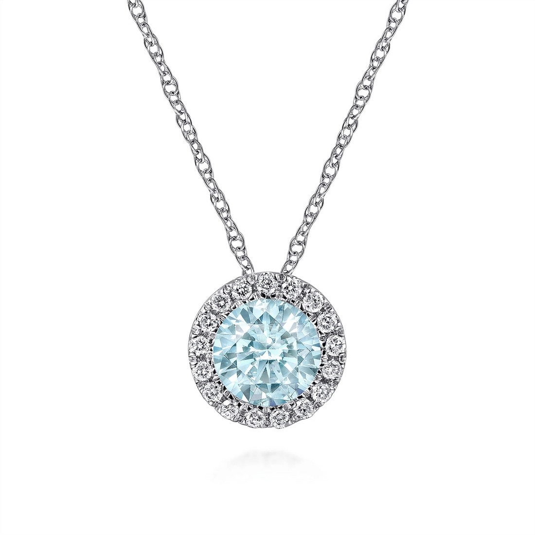 Gabriel & Co Necklaces in White Gold containing Aquamarine, Multi-gemstone, Diamond NK2824W45AQ