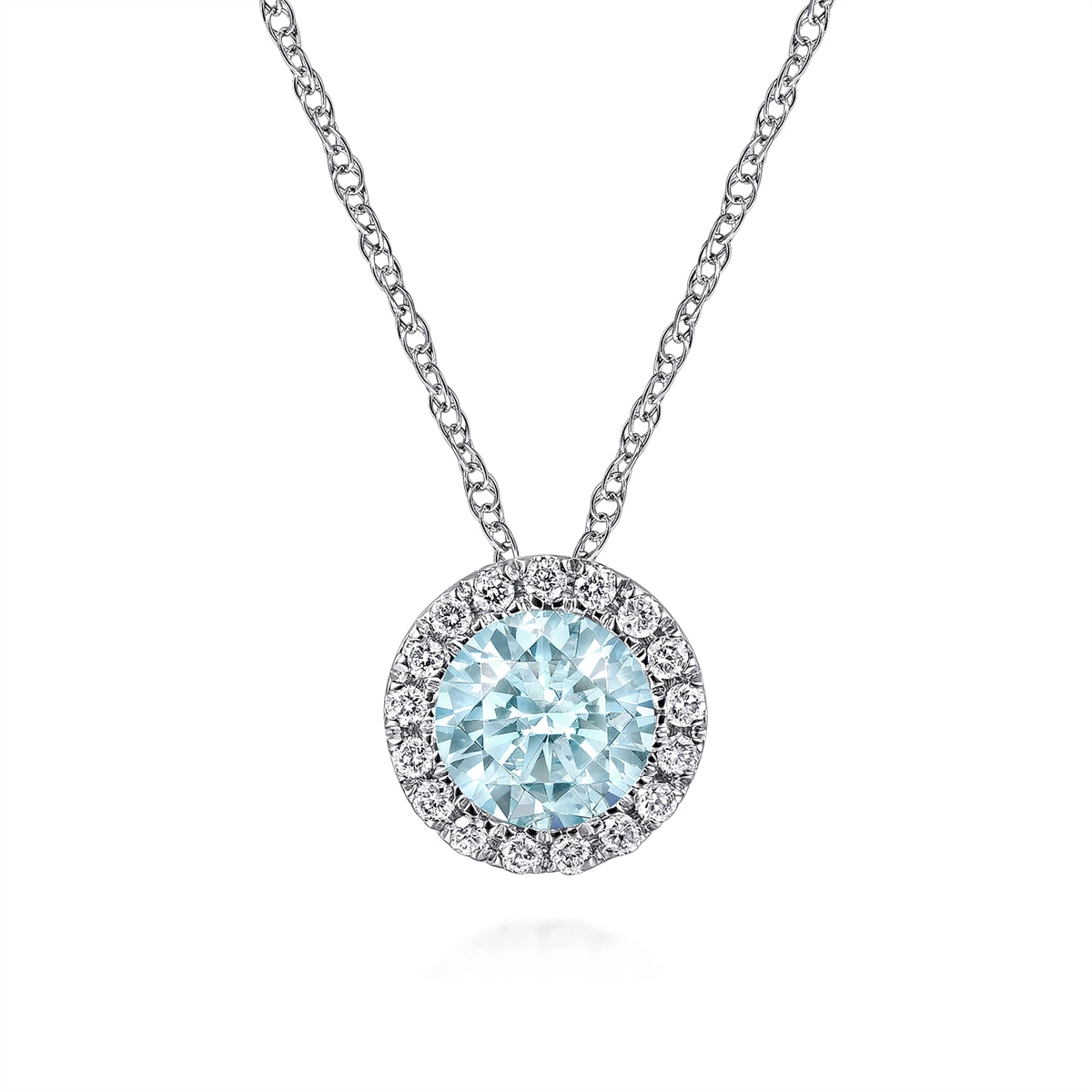 Gabriel & Co Necklaces in White Gold containing Aquamarine, Multi-gemstone, Diamond NK2824W45AQ