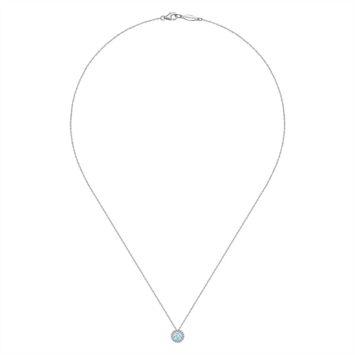 Gabriel & Co Necklaces in White Gold containing Aquamarine, Multi-gemstone, Diamond NK2824W45AQ