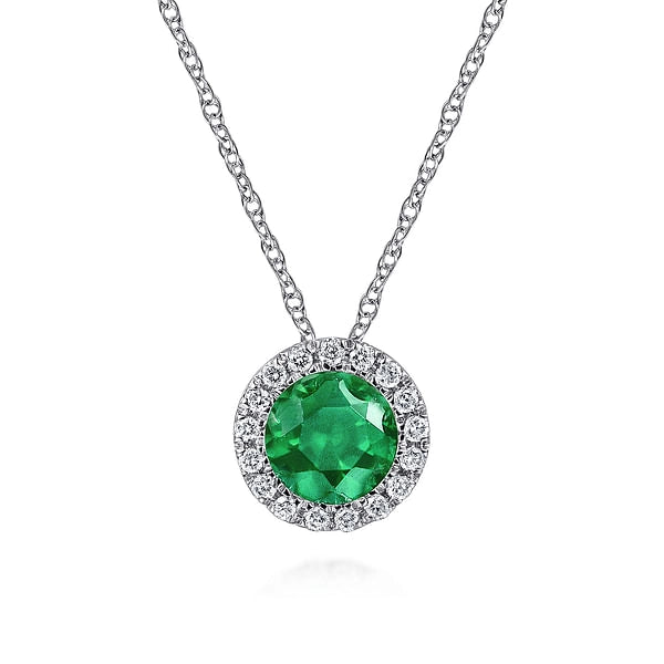 Gabriel & Co Necklaces in White Gold containing Multi-gemstone, Diamond, Emerald NK2824W45EA