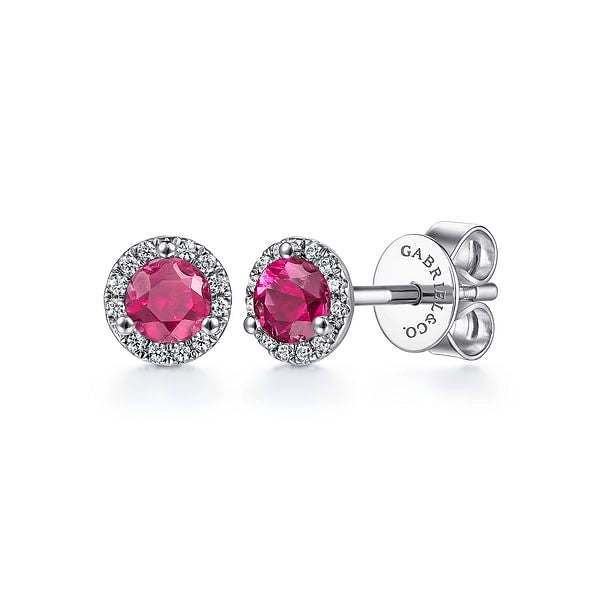 Gabriel & Co Earrings in White Gold containing Multi-gemstone, Diamond, Ruby EG12372W45RA