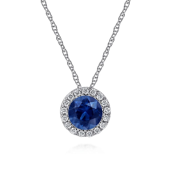 Gabriel & Co Necklaces in White Gold containing Multi-gemstone, Diamond, Sapphire NK2824W45SA