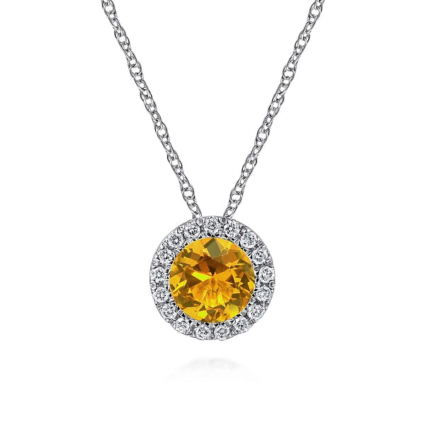 Gabriel & Co Necklaces in White Gold containing Citrine, Multi-gemstone, Diamond NK2824W45CT