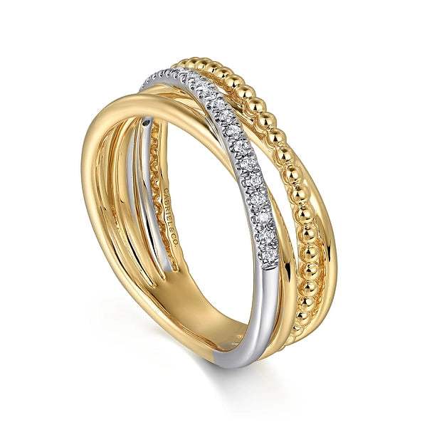 Gabriel & Co Rings in Mixed Metals containing Diamond LR52551M45JJ