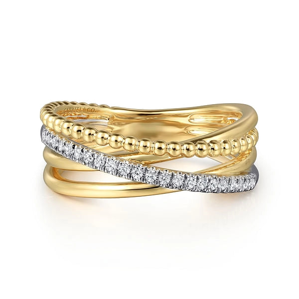 Gabriel & Co Rings in Mixed Metals containing Diamond LR52551M45JJ
