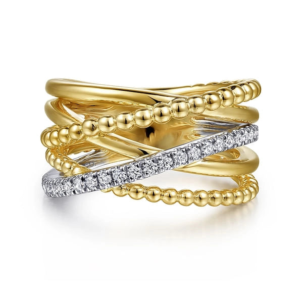 Gabriel & Co Rings in Mixed Metals containing Diamond LR52202M45JJ