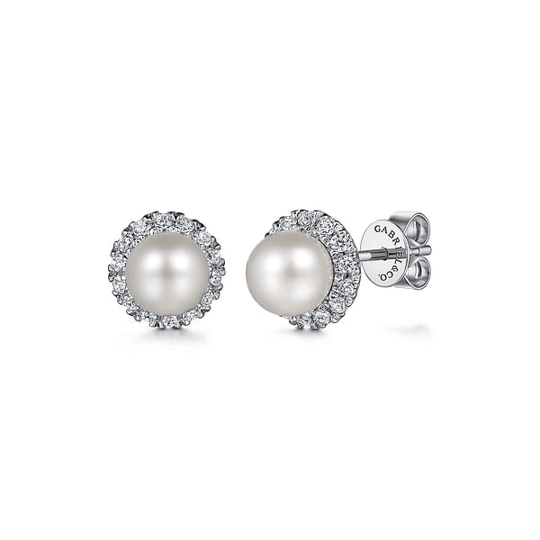 Gabriel & Co Earrings in White Gold containing Multi-gemstone, Diamond, Pearl EG14862W45PL