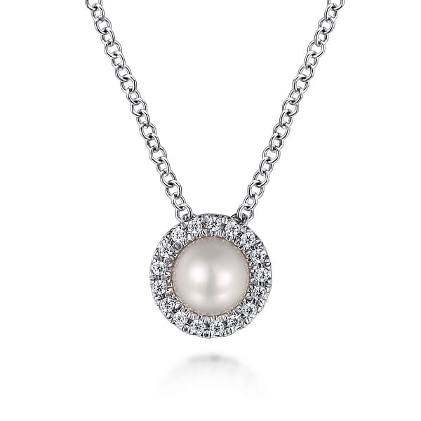 Gabriel & Co Necklaces in White Gold containing Multi-gemstone, Diamond, Pearl NK7268W45PL