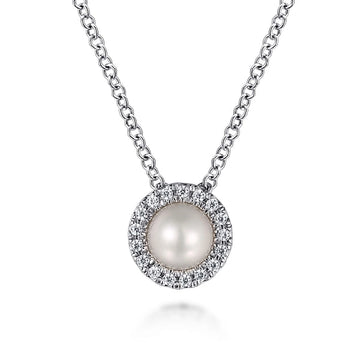 Gabriel & Co Necklaces in White Gold containing Multi-gemstone, Diamond, Pearl NK7268W45PL