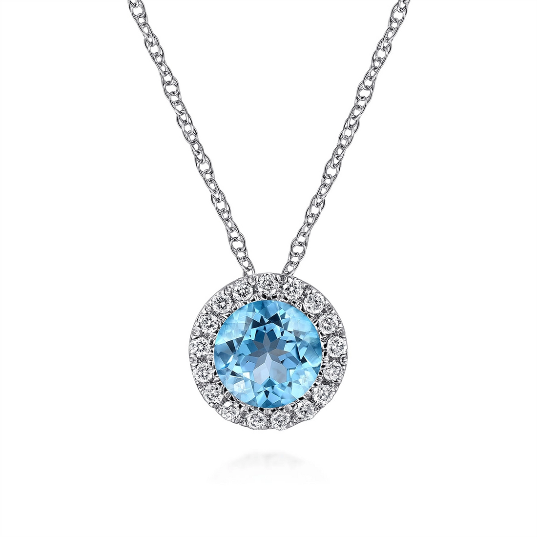 Gabriel & Co Necklaces in White Gold containing Blue topaz , Multi-gemstone, Diamond NK2824W45BT