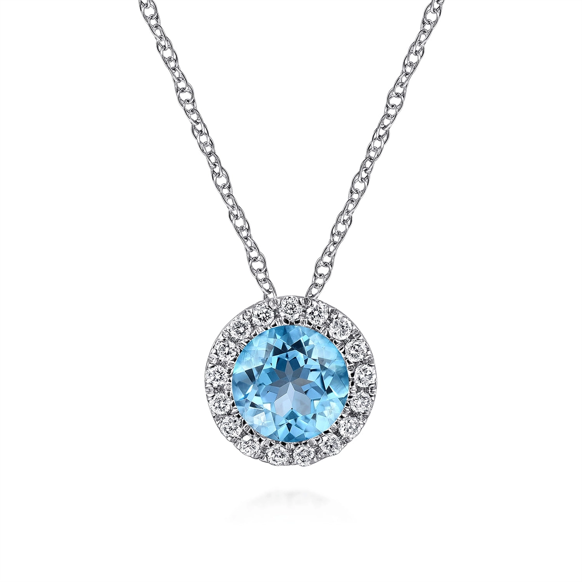 Gabriel & Co Necklaces in White Gold containing Blue topaz , Multi-gemstone, Diamond NK2824W45BT