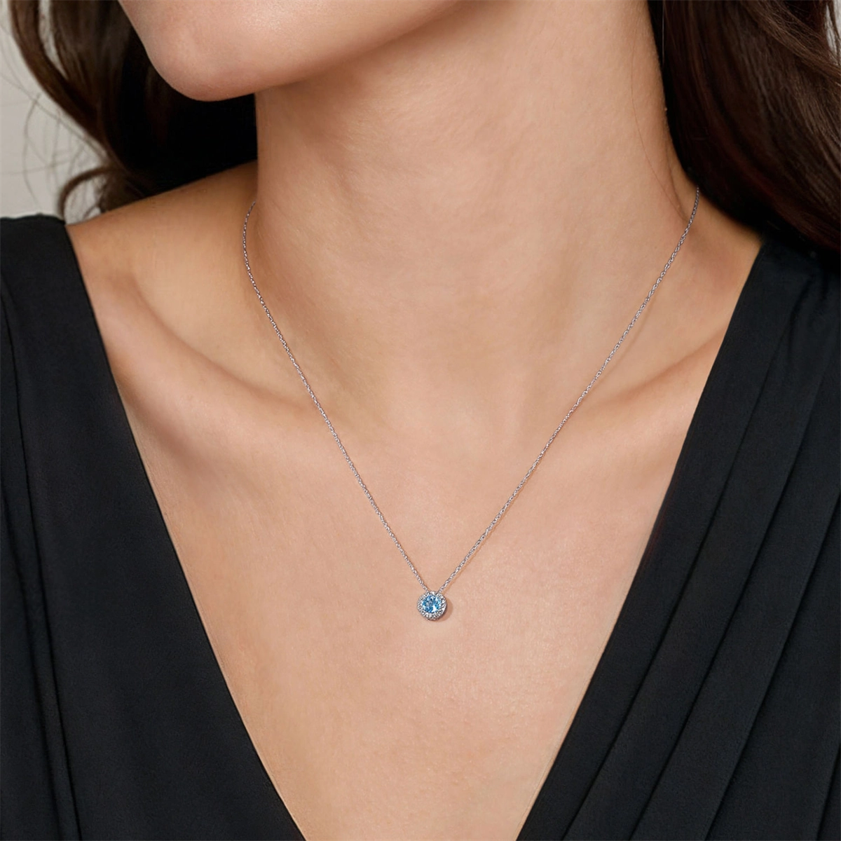 Gabriel & Co Necklaces in White Gold containing Blue topaz , Multi-gemstone, Diamond NK2824W45BT