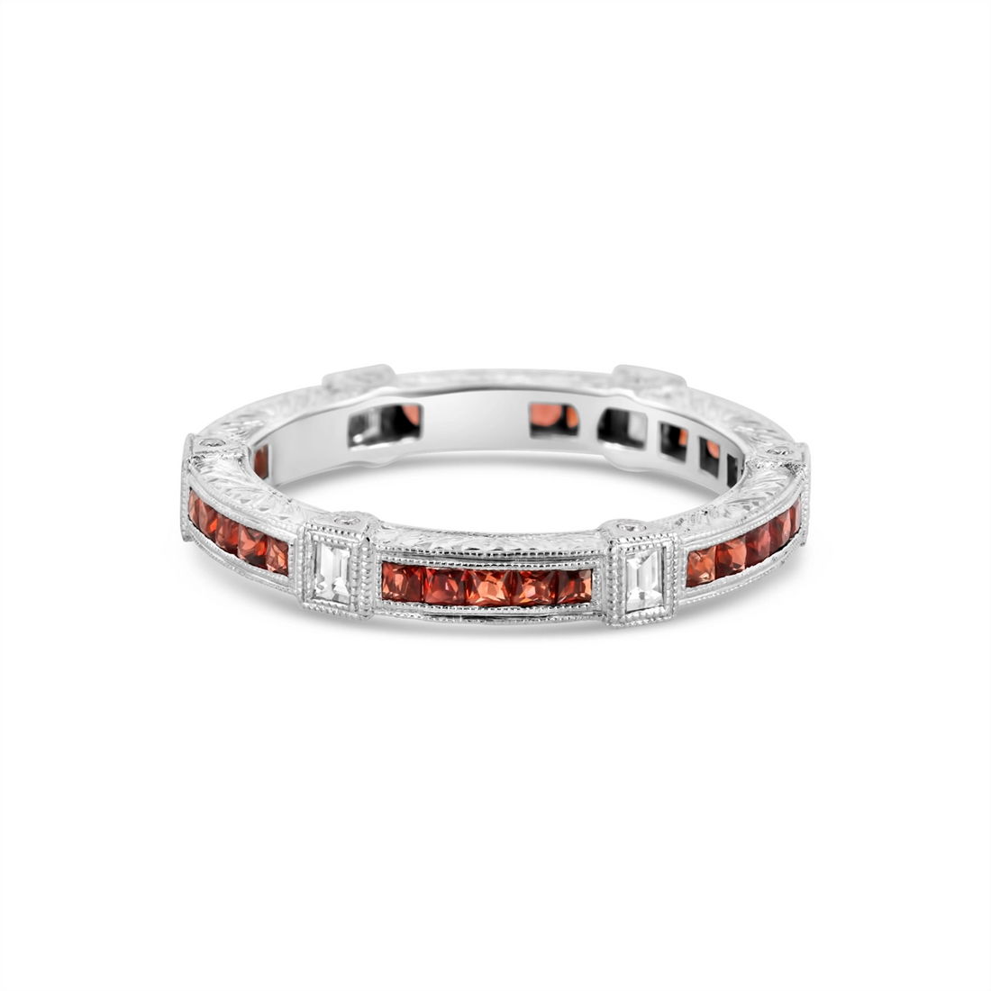 Wedding Bands Wedding Rings in White Gold containing Garnet, Multi-gemstone, Diamond 446541