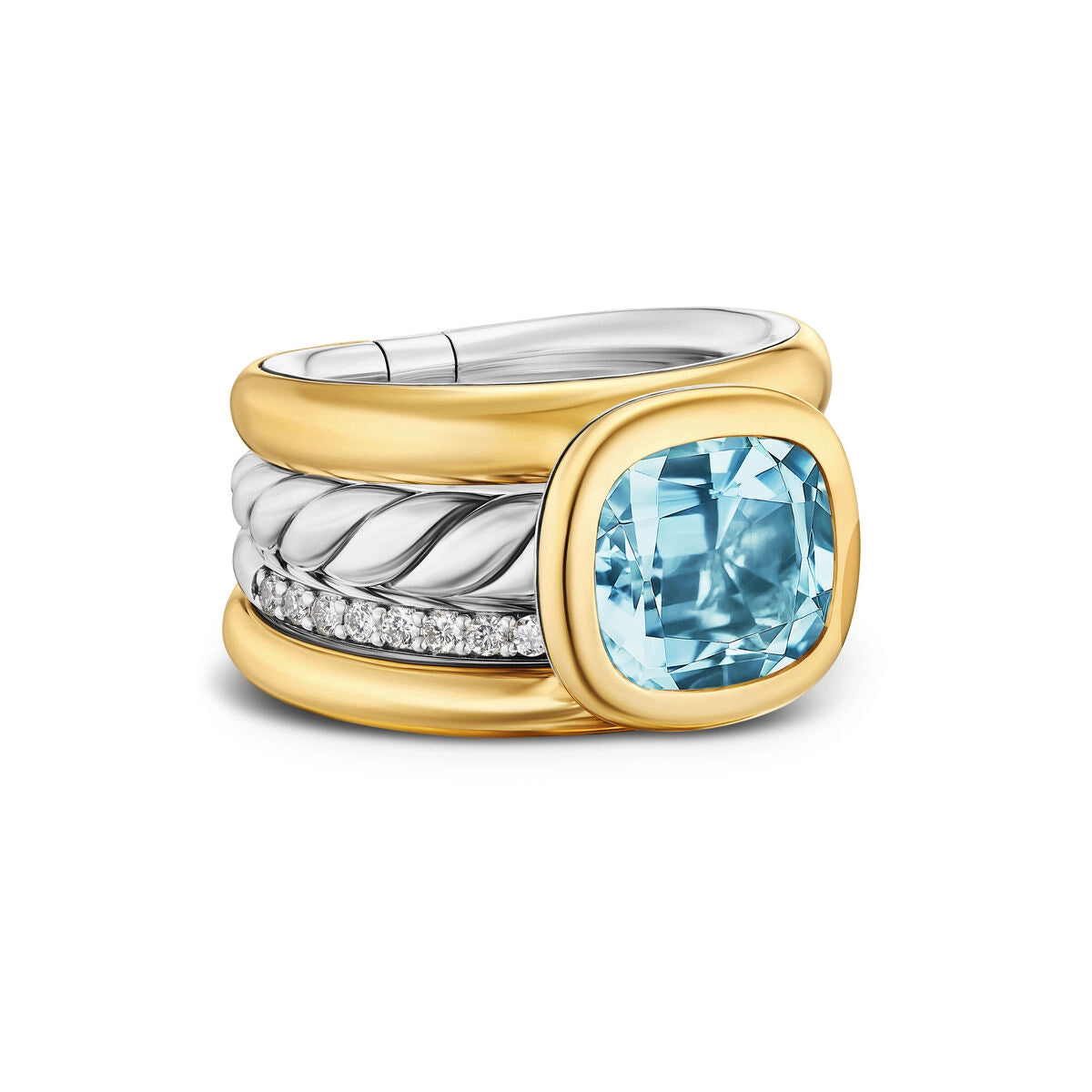 David Yurman Rings in Mixed Metals containing Blue topaz , Multi-gemstone, Diamond R18389DS8ALZDI7