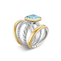 David Yurman Rings in Mixed Metals containing Blue topaz , Multi-gemstone, Diamond R18389DS8ALZDI7