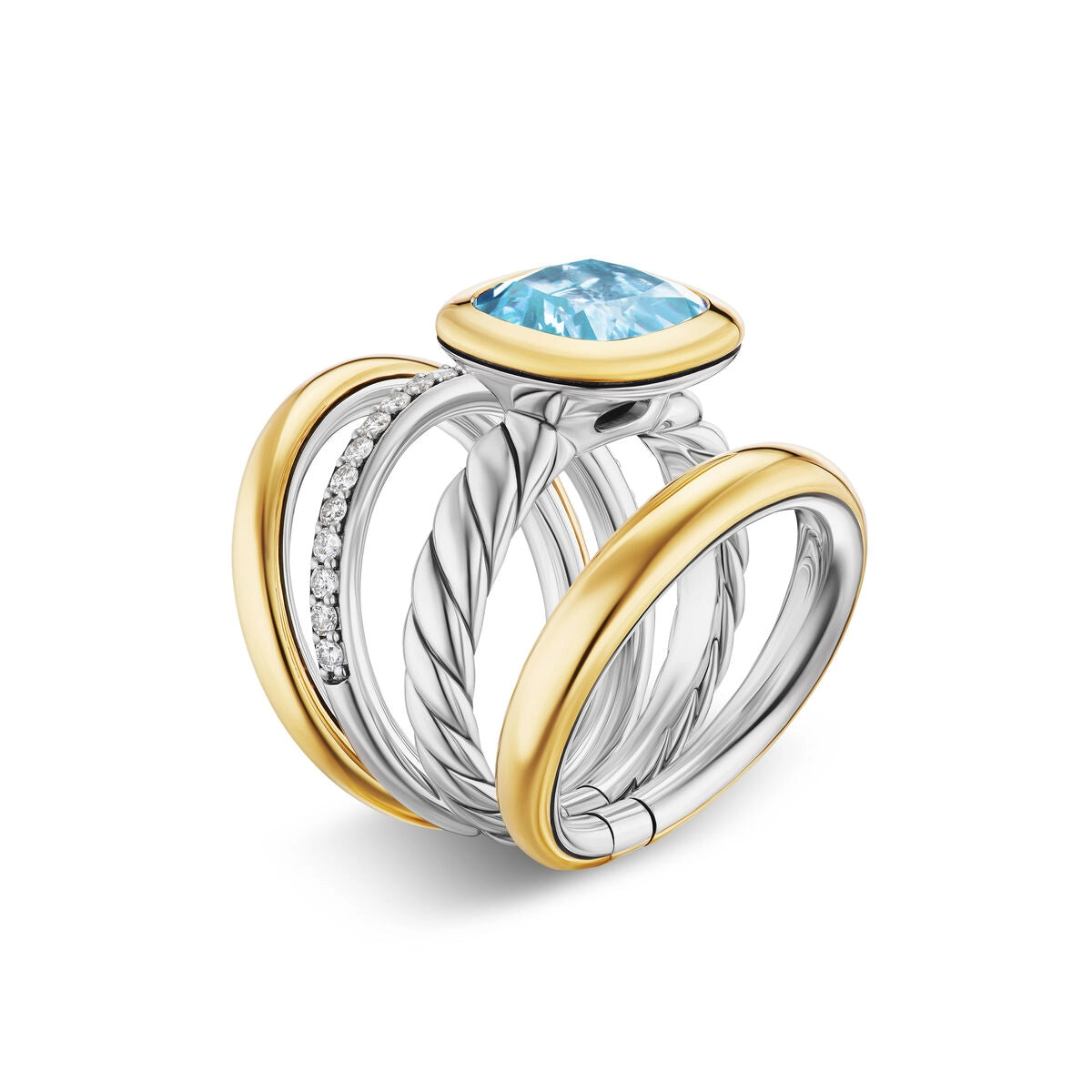 David Yurman Rings in Mixed Metals containing Blue topaz , Multi-gemstone, Diamond R18389DS8ALZDI7
