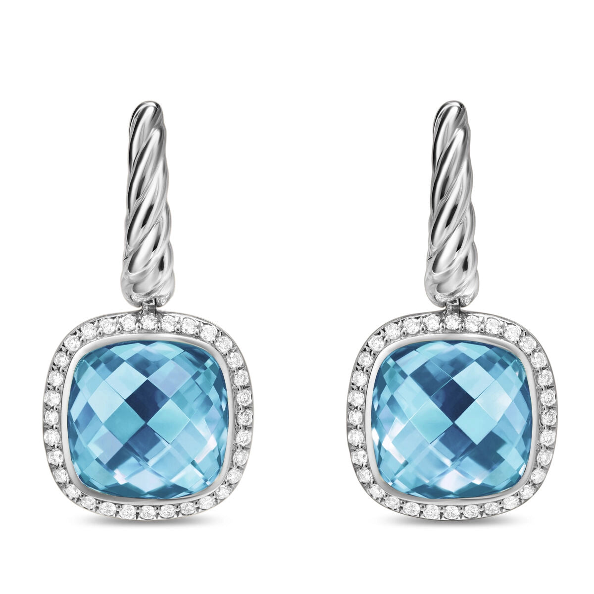 David Yurman Earrings in Silver containing Blue topaz , Multi-gemstone, Diamond E18386DSSABTDI
