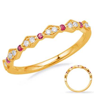 Wedding Bands Wedding Rings in Yellow Gold containing Multi-gemstone, Diamond, Ruby 446978