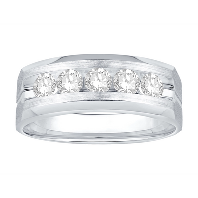 Mens Bands Wedding Rings in White Gold containing Diamond 447887