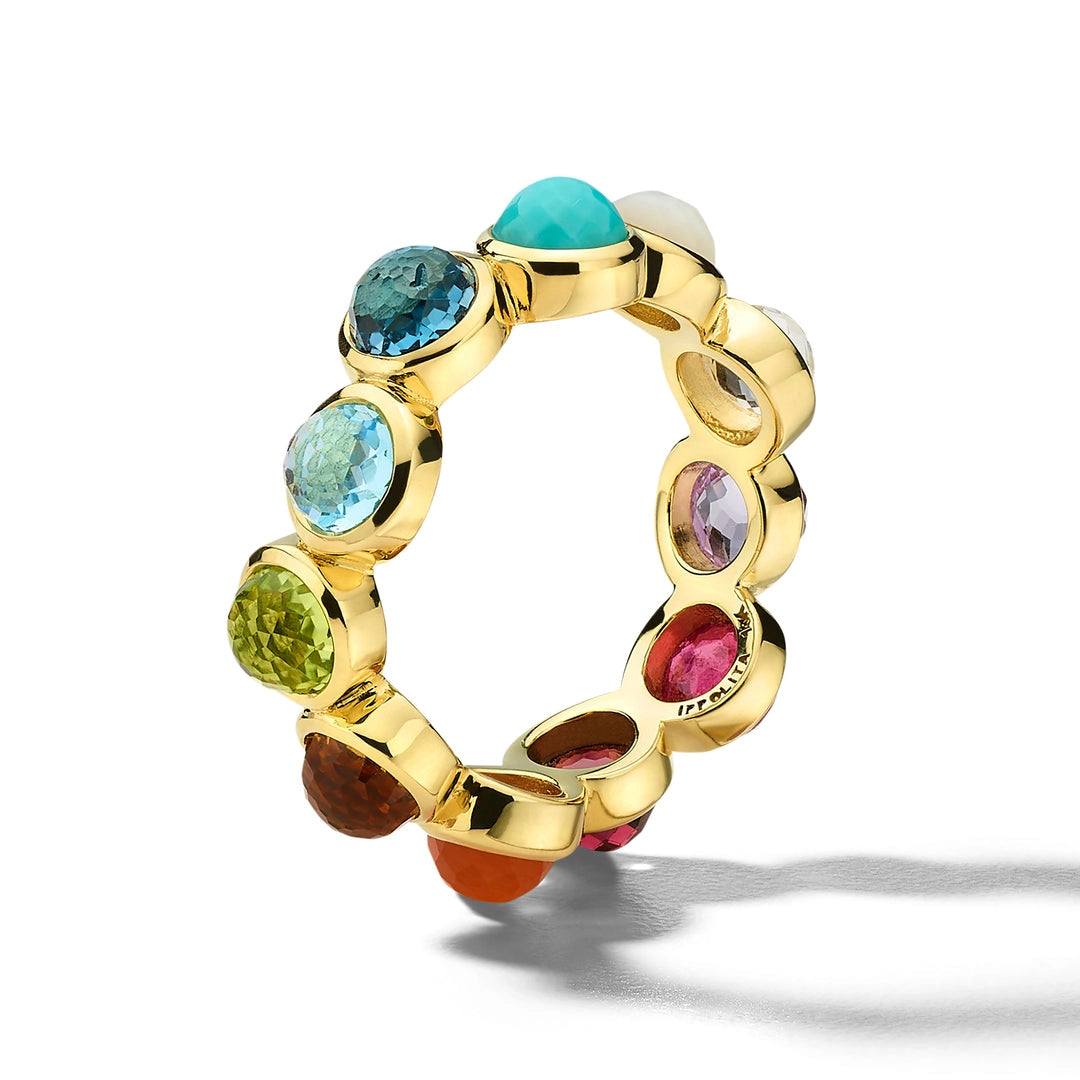Ippolita Rings in Yellow Gold containing Amethyst, Blue topaz , London blue topaz, Mother of pearl, Citrine, Garnet, Quartz, Pink tourmaline, Peridot, Other, Multi-gemstone, Turquoise GR855RAINBOW
