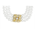 Necklaces Necklaces in Yellow Gold containing Multi-gemstone, Diamond, Pearl 449170
