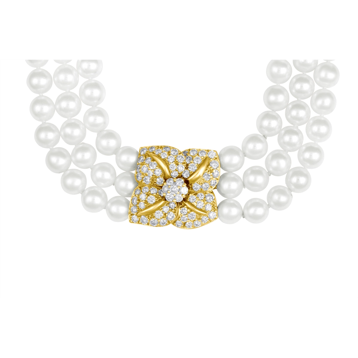 Necklaces Necklaces in Yellow Gold containing Multi-gemstone, Diamond, Pearl 449170