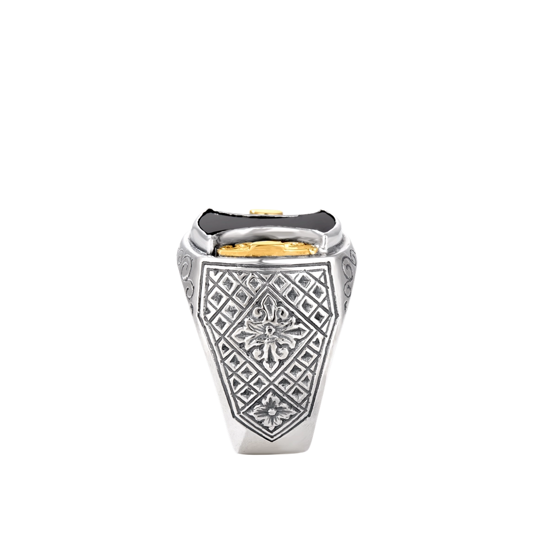 Konstantino Rings in Mixed Metals containing Black onyx DKJ1036-130-120 S11