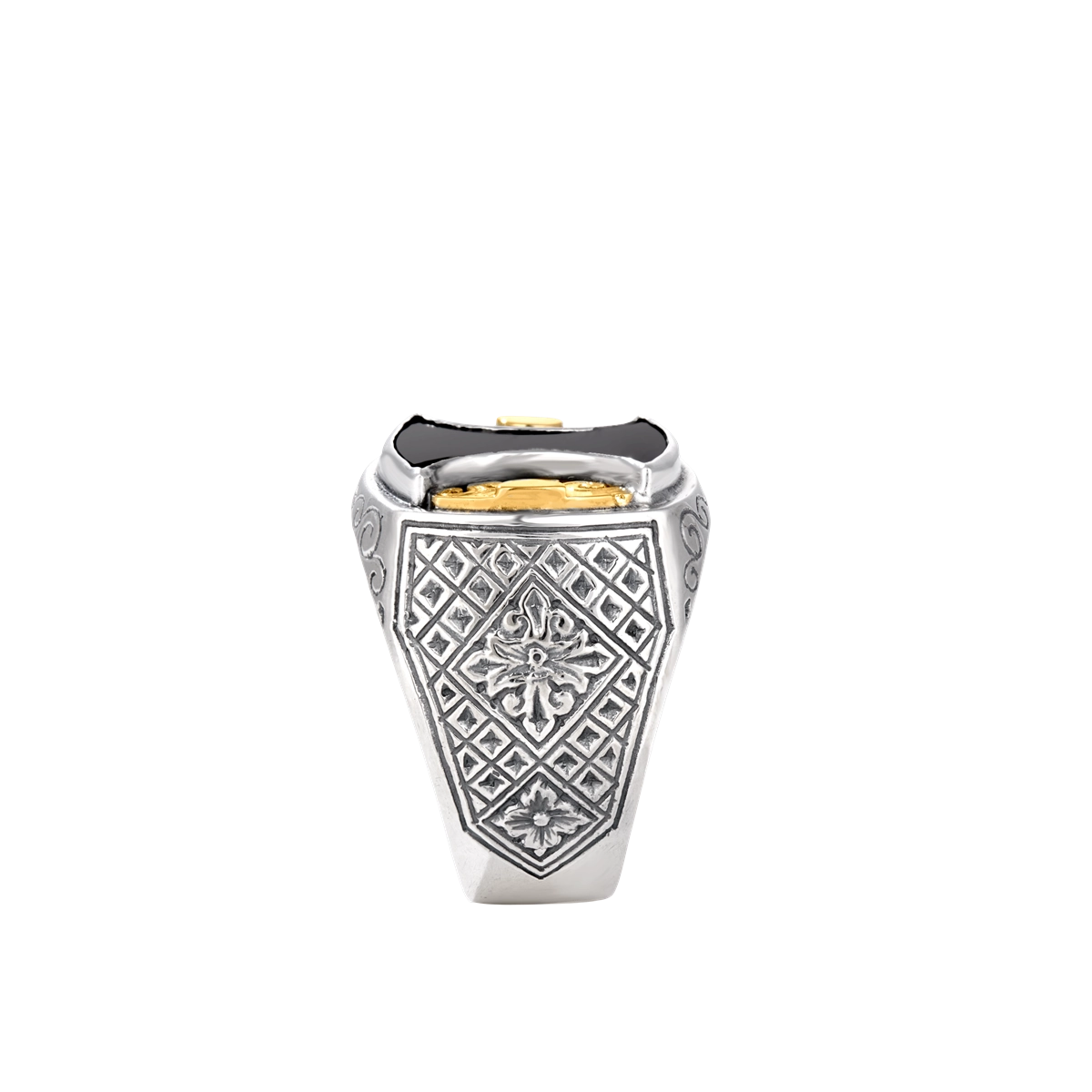 Konstantino Rings in Mixed Metals containing Black onyx DKJ1036-130-120 S11