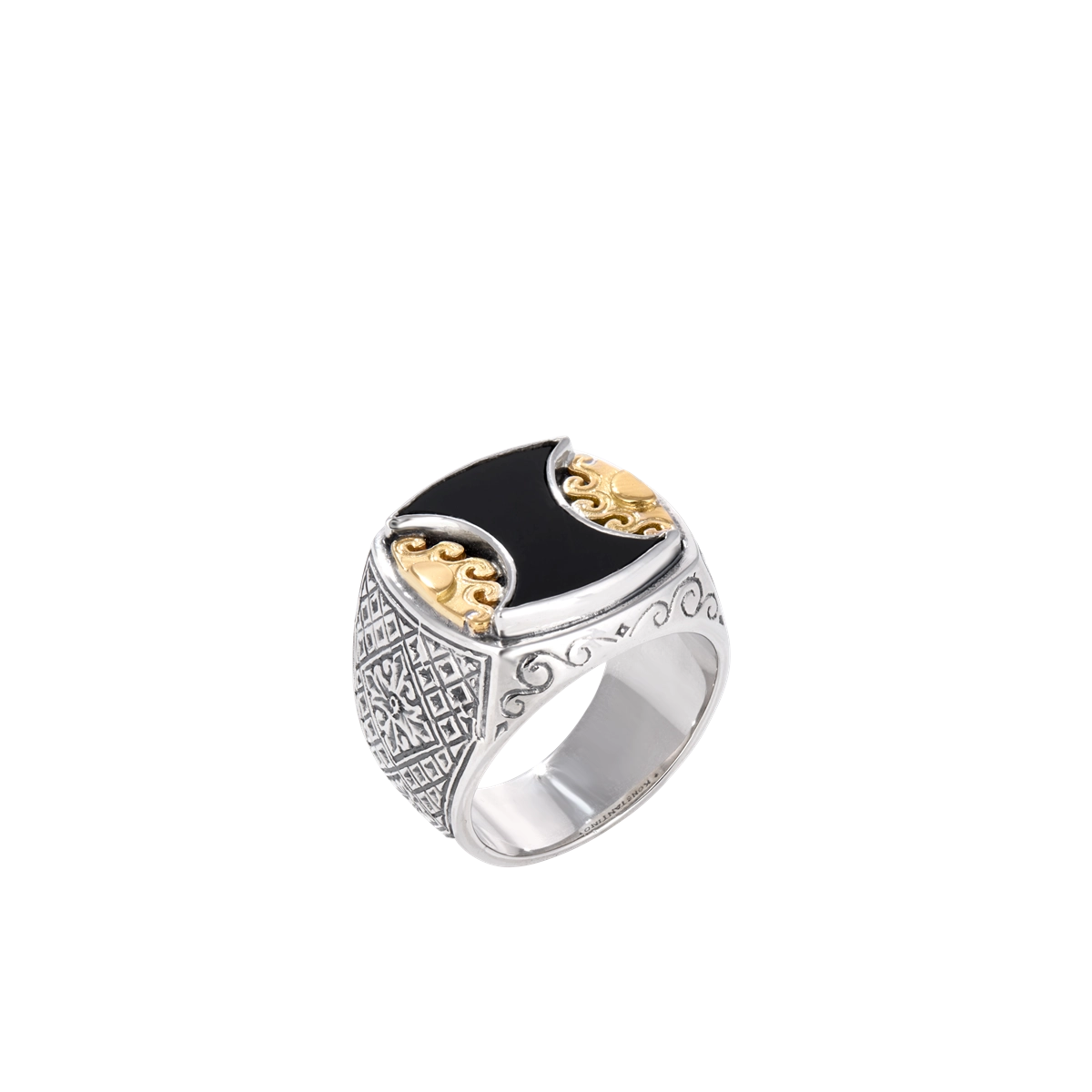 Konstantino Rings in Mixed Metals containing Black onyx DKJ1036-130-120 S11