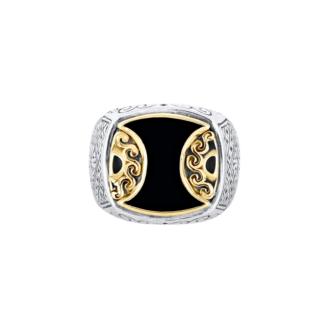 Konstantino Rings in Mixed Metals containing Black onyx DKJ1036-130-120 S11